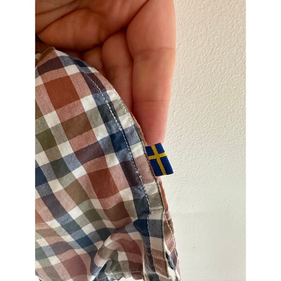 Fjallraven 100% Cotton Men’s Ovik Shirt Checkered Green Orange Gorpcore Large - Picture 5 of 7